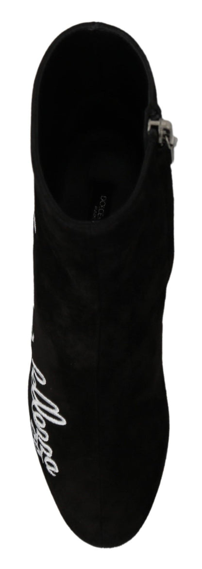 حذاء دولتشي آند غابانا باللون الأسود من جلد الغزال L'Amore E'Bellezza