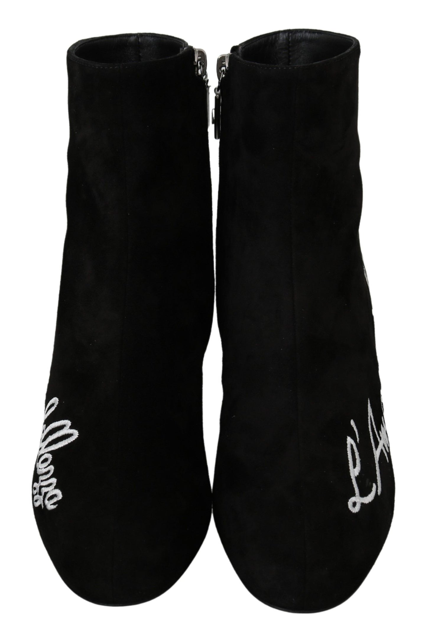 حذاء دولتشي آند غابانا باللون الأسود من جلد الغزال L'Amore E'Bellezza