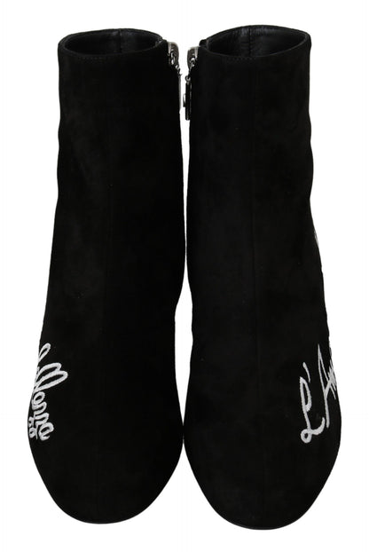 حذاء دولتشي آند غابانا باللون الأسود من جلد الغزال L'Amore E'Bellezza