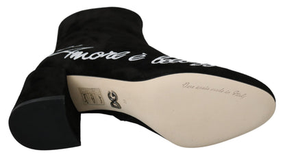 حذاء دولتشي آند غابانا باللون الأسود من جلد الغزال L'Amore E'Bellezza