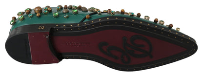 حذاء دولتشي آند غابانا بروكي من الجلد الأخضر الكريستالي