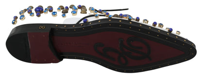 حذاء دولتشي آند غابانا بروكي من الجلد الأبيض مزين بالكريستال