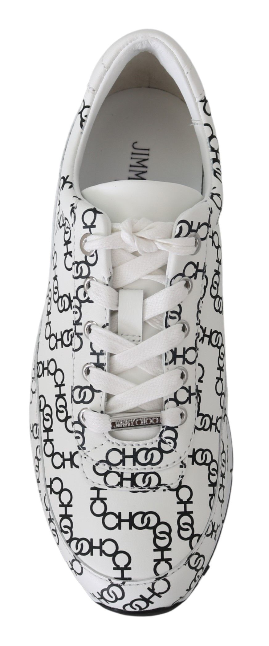 حذاء رياضي مونزا من الجلد باللونين الأبيض والأسود من جيمي تشو