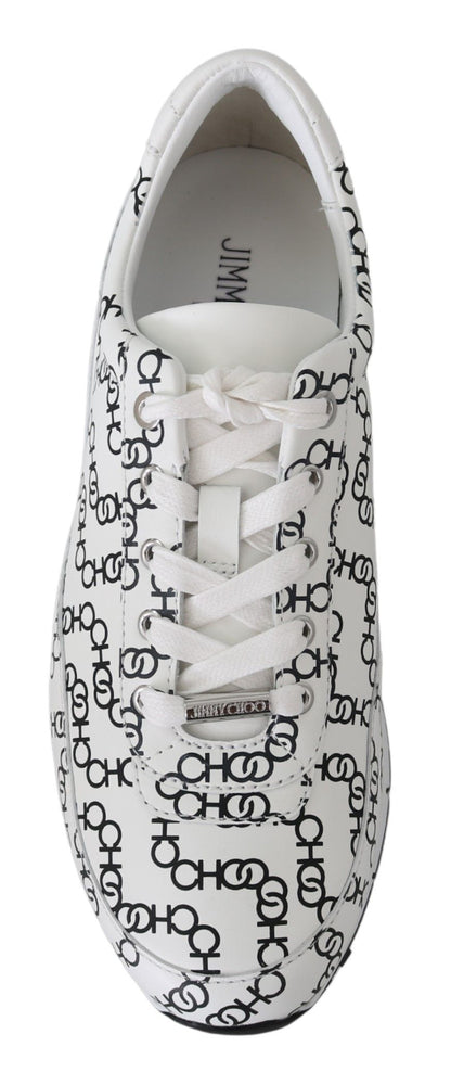 حذاء رياضي مونزا من الجلد باللونين الأبيض والأسود من جيمي تشو