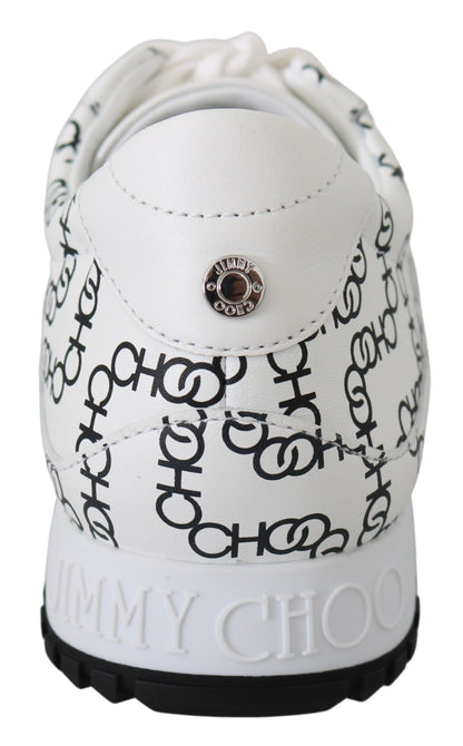 حذاء رياضي مونزا من الجلد باللونين الأبيض والأسود من جيمي تشو