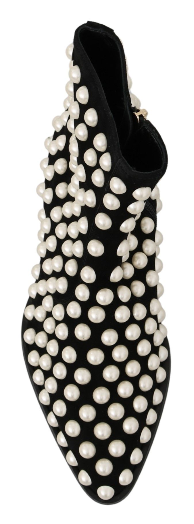 حذاء دولتشي آند غابانا أسود من جلد الغزال مرصع باللؤلؤ