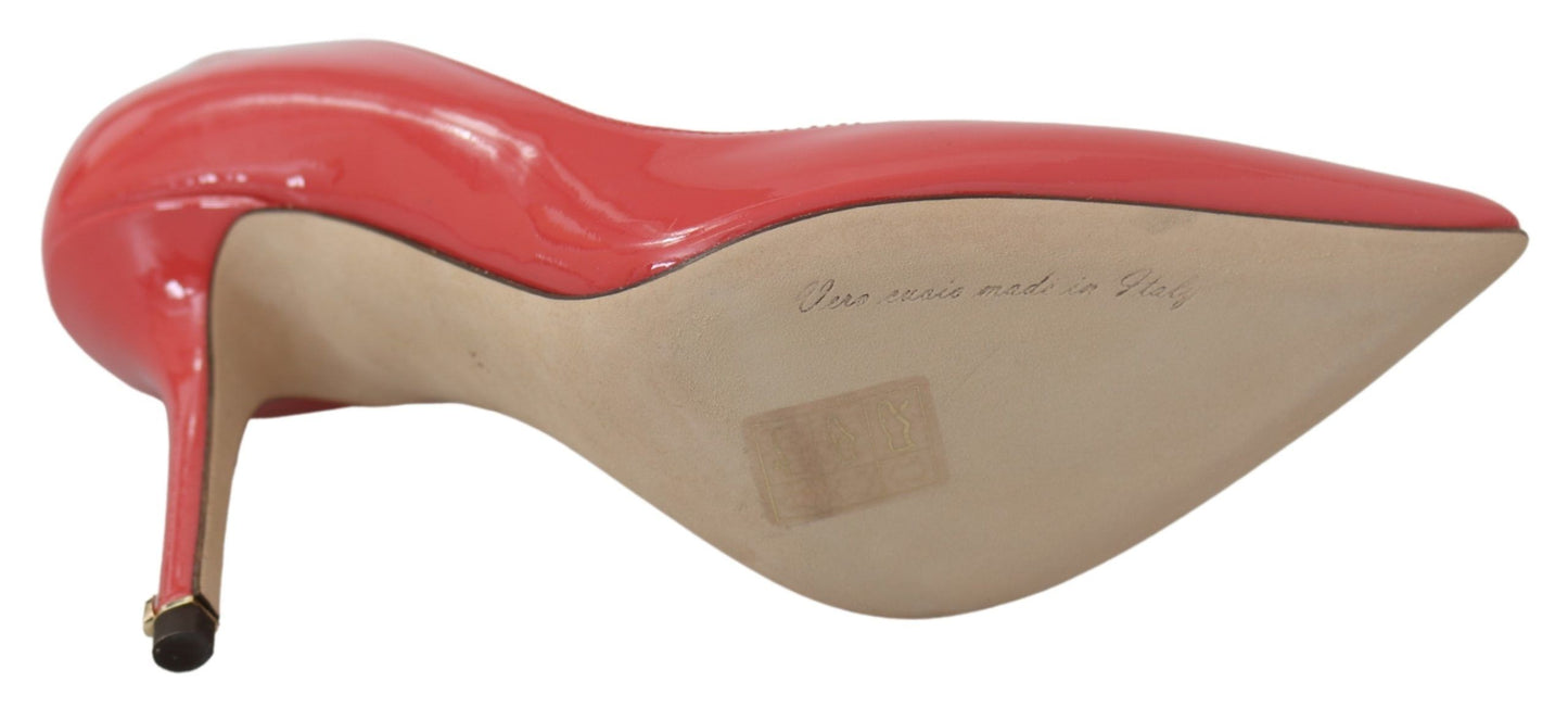 حذاء بكعب عالٍ من الجلد اللامع باللون الوردي الداكن من دولتشي آند غابانا