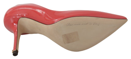 حذاء بكعب عالٍ من الجلد اللامع باللون الوردي الداكن من دولتشي آند غابانا