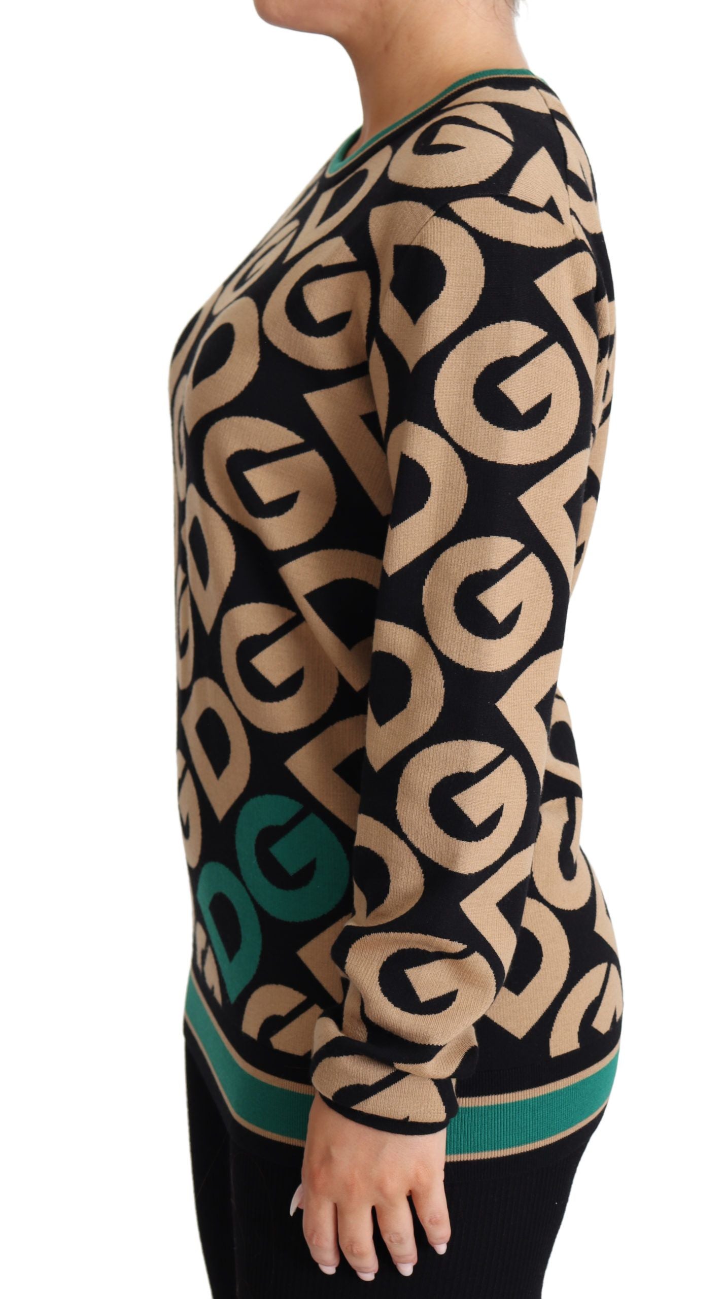 بلوفر صوف متعدد الألوان من دولتشي آند غابانا، بياقة دائرية، من DG Mania