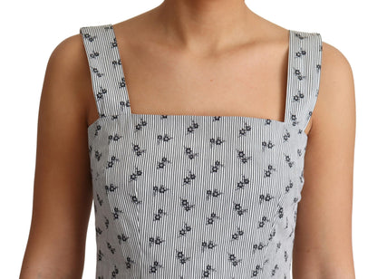 فستان دولتشي آند غابانا أزرق أبيض من القطن بقصة A