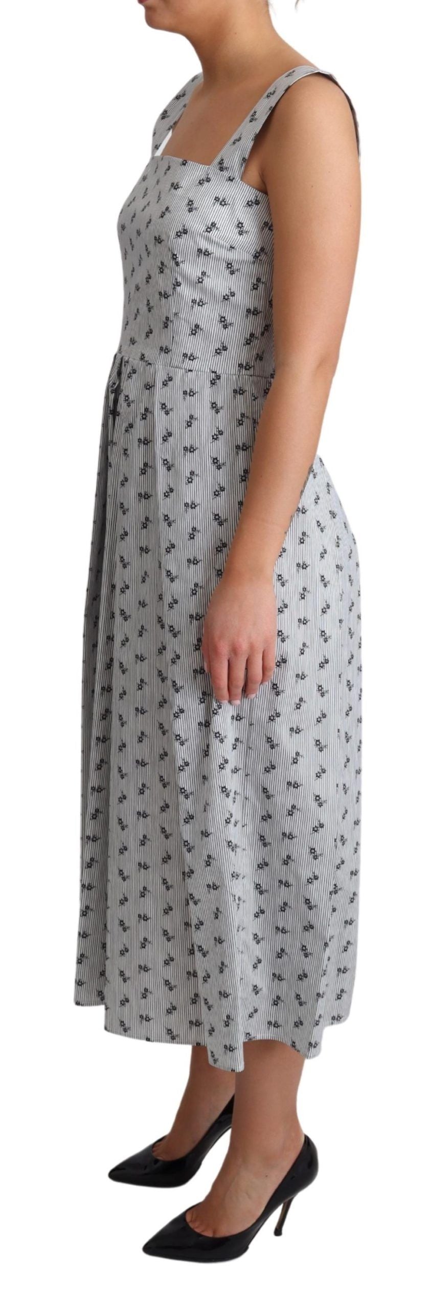 فستان دولتشي آند غابانا أزرق أبيض من القطن بقصة A