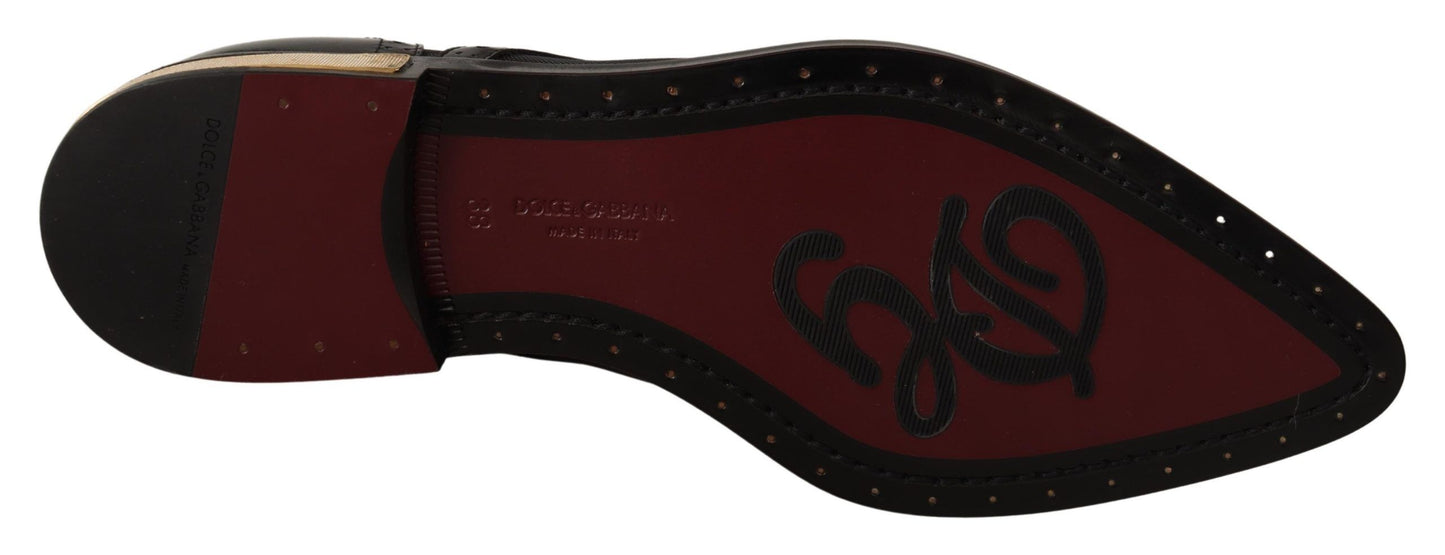 حذاء دولتشي آند غابانا المصنوع من الجلد الأسود الشفاف ذو الأطراف المجنحة