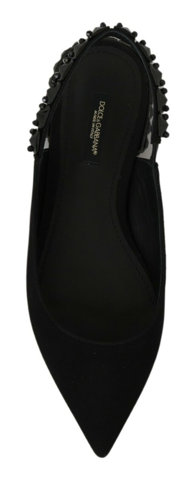 حذاء دولتشي آند غابانا أسود مسطح مفتوح من الخلف من شارموز