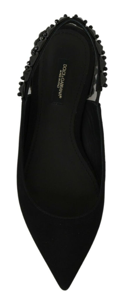 حذاء دولتشي آند غابانا أسود مسطح مفتوح من الخلف من شارموز