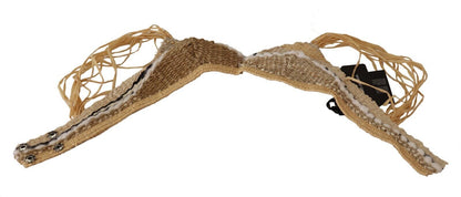 غطاء علوي من دولتشي آند غابانا مصنوع من القش البيج من نسيج الرافيا والكروشيه