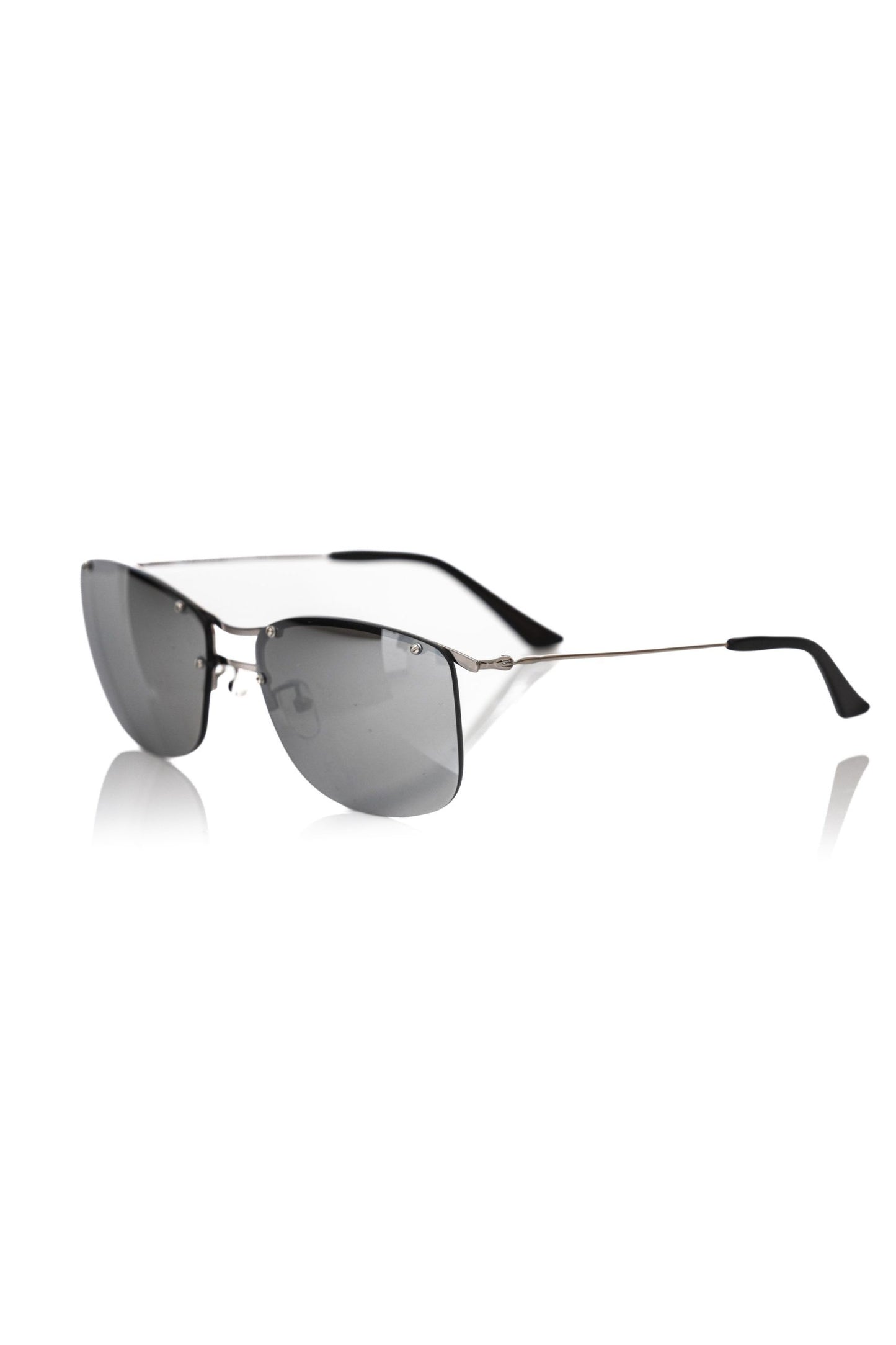 Frankie Morello Silver Metallic Fibre Men Sunglass