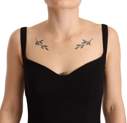 فستان دولتشي آند غابانا أسود ضيق من الصوف المرن