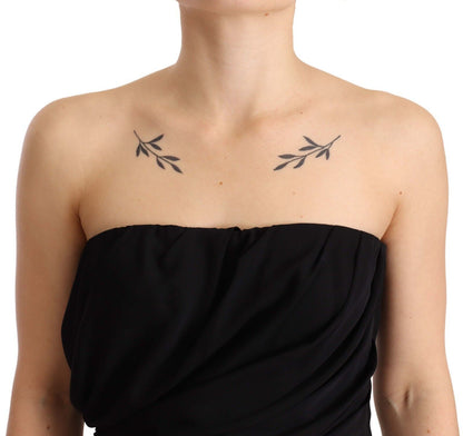 فستان دولتشي آند غابانا الأسود الحريري المرن بدون حمالات