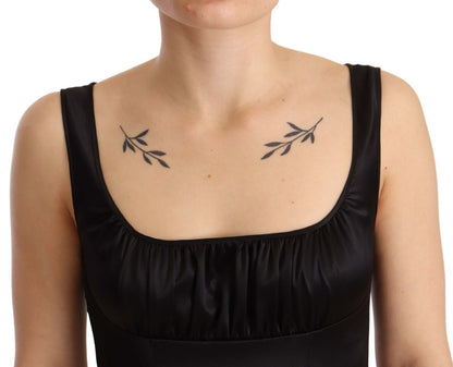 فستان دولتشي آند غابانا الأسود الحريري المرن ذو قصة حورية البحر متوسط ​​الطول