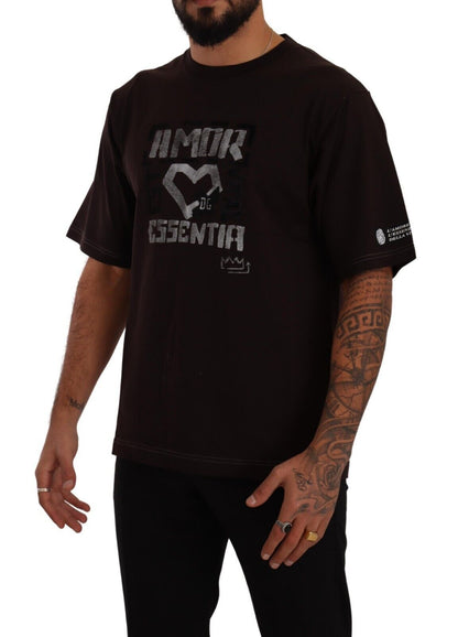 تي شيرت دولتشي آند غابانا بوردو قطني بطبعة L-Amore بياقة دائرية