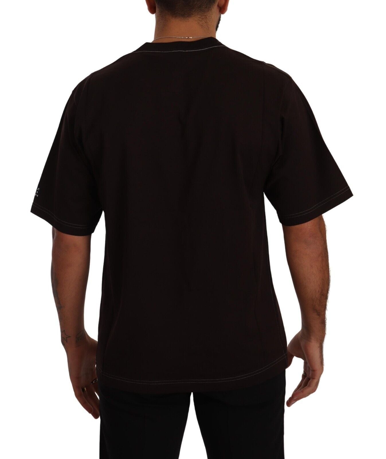 تي شيرت دولتشي آند غابانا بوردو قطني بطبعة L-Amore بياقة دائرية