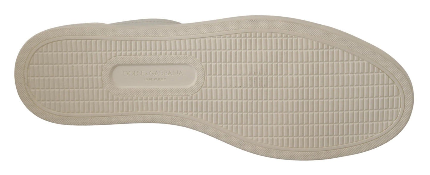 حذاء سنيكرز دولتشي آند غابانا أبيض وأسود من الجلد منخفض الكعب