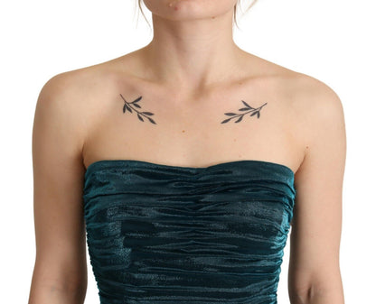 فستان دولتشي آند غابانا متوسط ​​الطول بصدرية فيروزية