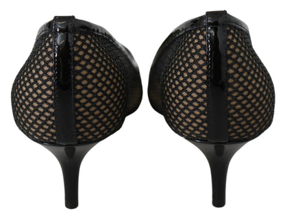 حذاء جيمي تشو أميكا 50 بكعب أسود من القماش الشبكي والجلد