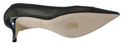 حذاء جيمي تشو أميكا 50 بكعب أسود من القماش الشبكي والجلد