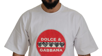 تي شيرت Dolce &amp; Gabbana White Amor Heart Cotton Crewneck