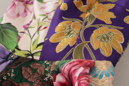 فستان دولتشي آند غابانا متوسط ​​الطول من الحرير الجاكار المزخرف بالزهور