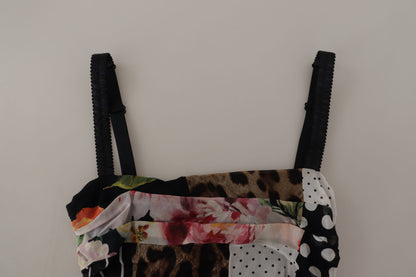 فستان دولتشي آند غابانا متعدد الألوان متوسط ​​الطول من الحرير بنقشة جلد النمر