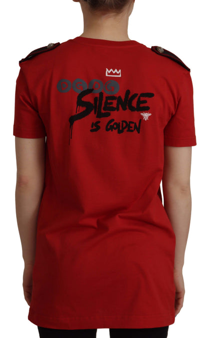 دولتشي آند غابانا تي شيرت أحمر أمور فينسيت أومنيا بفتحة رقبة مستديرة