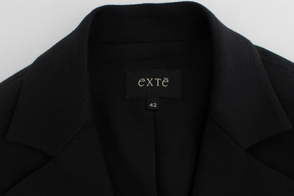 Exte Black Cotton Stretch Gold Studded Blazer Jacket
