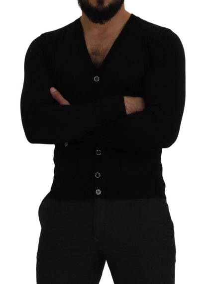 سترة كارديجان صوفية سوداء بأزرار من دولتشي آند غابانا