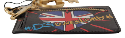 حامل بطاقات وحافظة عملات معدنية من دولتشي آند غابانا، جلد أسود، #DGLovesLondon