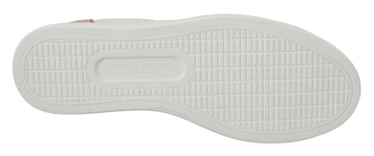 حذاء سنيكرز دولتشي آند غابانا أبيض وردي من الجلد منخفض الرقبة