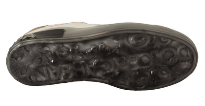 Dolce & Gabbana White Gold Leather Low Top Sneakers Casual Shoes