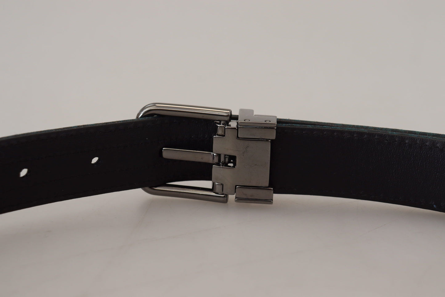 حزام دولتشي آند غابانا أزرق جاكار موير فضي معدني للرجال