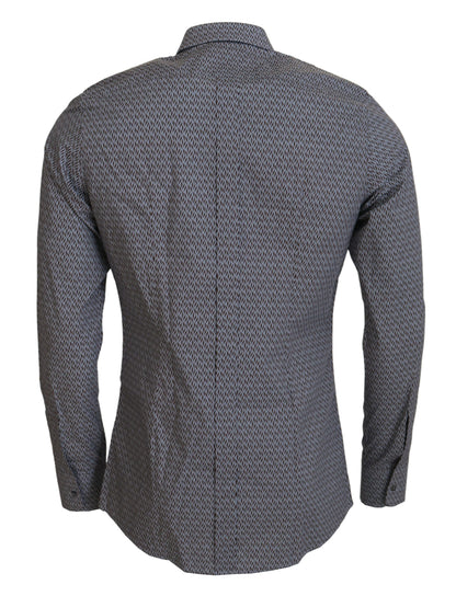 فستان دولتشي آند غابانا رمادي بني ذهبي بقصة ضيقة وقميص رسمي