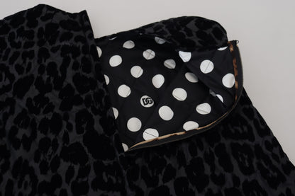 فستان دولتشي آند غابانا قصير من البوليستر بنقشة جلد النمر باللون الأسود