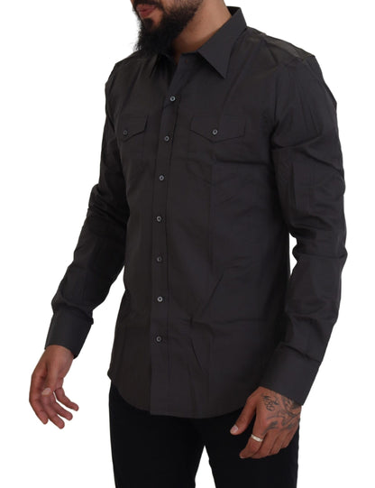 قميص دولتشي آند غابانا رمادي SICILIA ضيق مطاطي