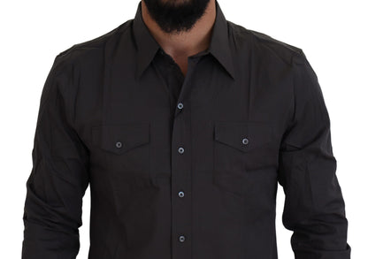 قميص دولتشي آند غابانا رمادي SICILIA ضيق مطاطي