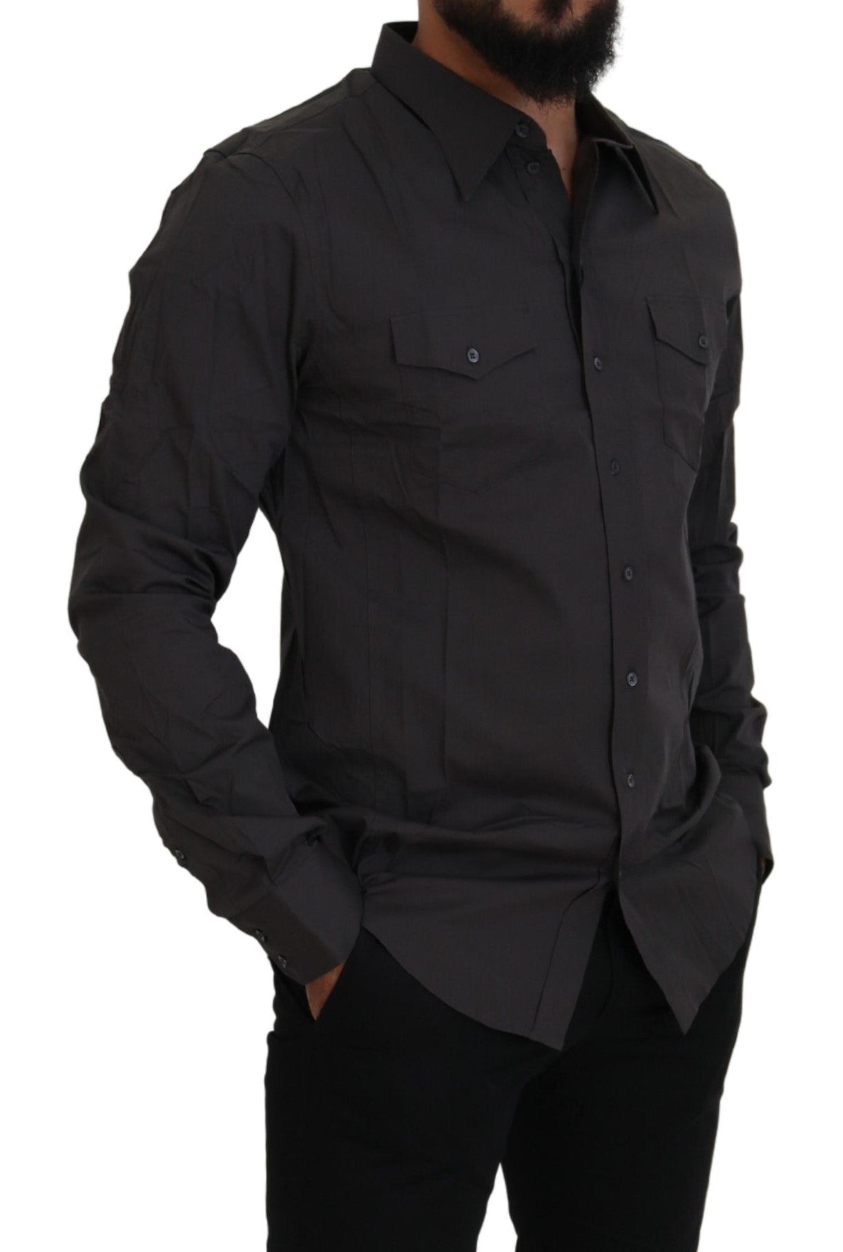 قميص دولتشي آند غابانا رمادي SICILIA ضيق مطاطي