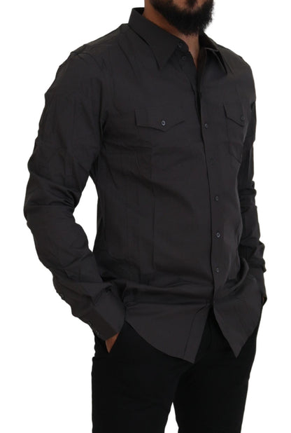 قميص دولتشي آند غابانا رمادي SICILIA ضيق مطاطي