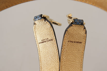 حزام كتف من الجلد الأزرق من دولتشي آند غابانا مزين بالكريستالات