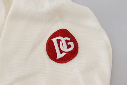 سترة دولتشي آند غابانا المحبوكة باللونين الأبيض والأحمر بفتحة رقبة على شكل حرف V