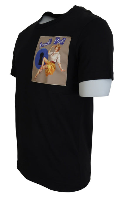 تي شيرت دولتشي آند غابانا أسود قطني بأكمام قصيرة