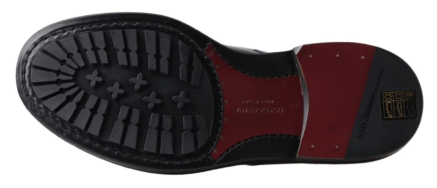 حذاء دولتشي آند غابانا رجالي قصير من الجلد الأسود برباط