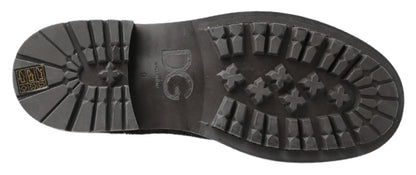 حذاء الكاحل الجلدي الأسود والرمادي من دولتشي آند غابانا